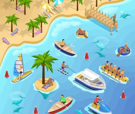 Illustration sea beach vacation vector