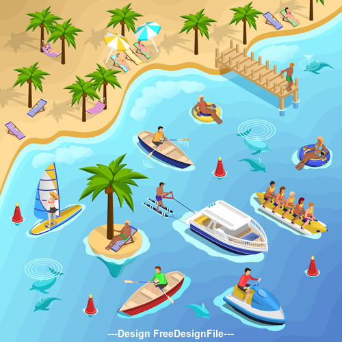 Illustration sea beach vacation vector