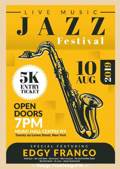 Jazz Poster and flyer vector template