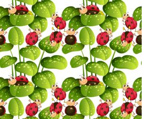 Ladybug cartoon background pattern vector