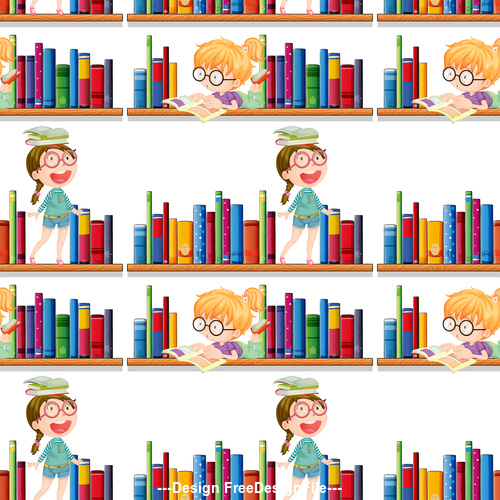 Library children seamless background vector