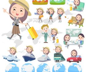 Long hair woman travel vector