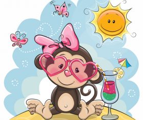 Lovely monkey cartoon vector