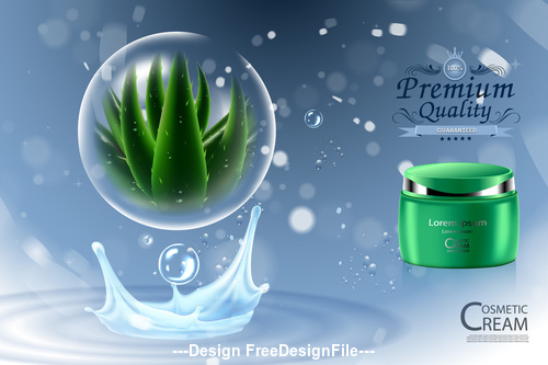 Luxury Aloe vera cosmetic products cover vector