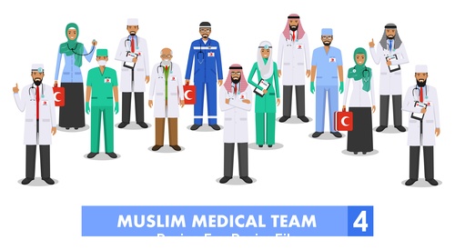 Muslim doctor and nurse vector free download