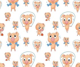 Pig cartoon background pattern vector