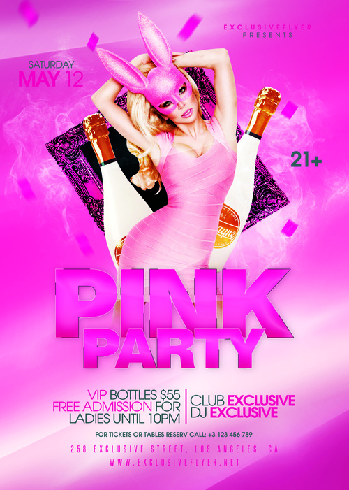 Pink Party Flyer psd template