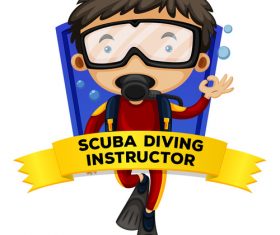 Professional diver cartoon illustration vector