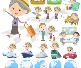 Purple clothes grandmother travel vector