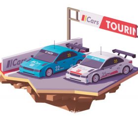 Racing car on the road 3d isometric vector