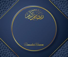 Ramadan Kareem vector dark blue greeting card vector 01