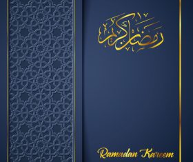 Ramadan Kareem vector dark blue greeting card vector 02