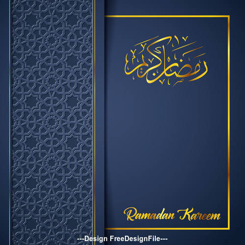 Ramadan Kareem vector dark blue greeting card vector 02