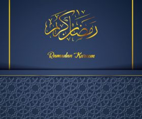 Ramadan Kareem vector dark blue greeting card vector 03