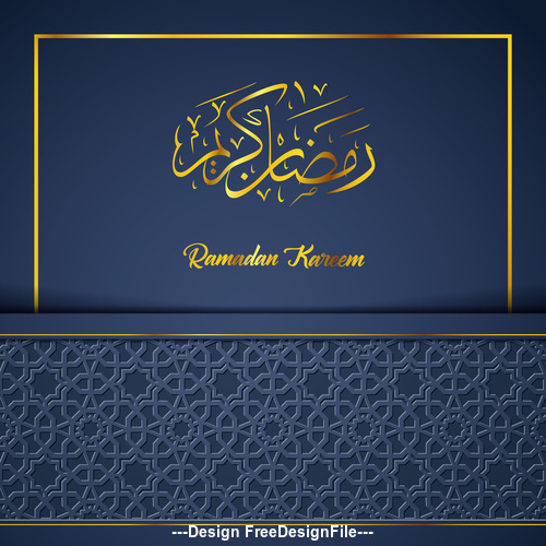 Ramadan Kareem vector dark blue greeting card vector 03