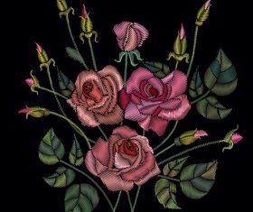 Realistic rose embroidery pattern vector