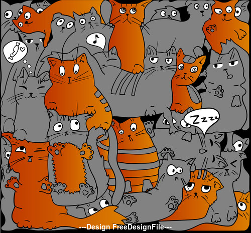 Red and black cats seamless background vector