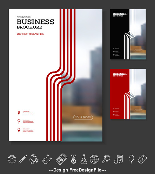 Red strip on white background Brochure cover design vector