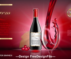 Red wine advertisement vector