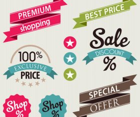 Ribbon label design element vector