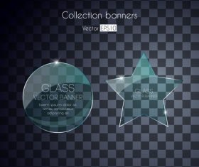 Round and star glass banner vector