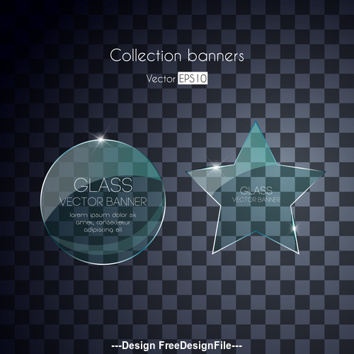 Round and star glass banner vector