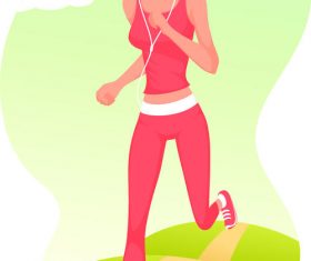 Running girl vector outdoors