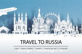 Russia city landscape and travel paper design