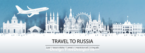 Russia city landscape and travel paper design