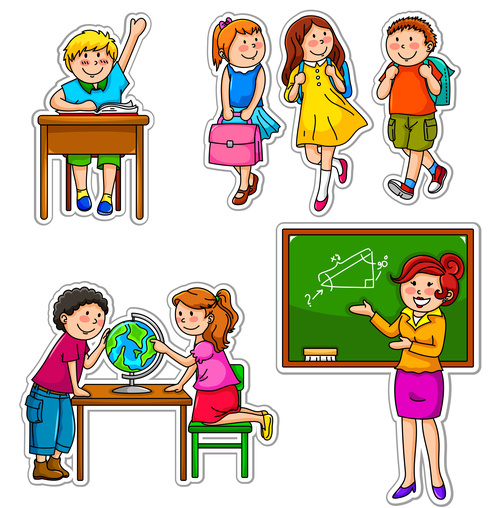 School children vector illustration