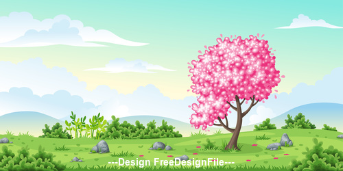 Seamless cartoon nature background vector free download