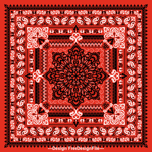 Seamless red paisley bandana print pattern vector