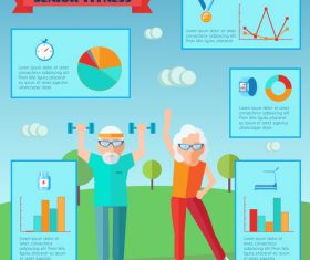Senior fitness Infographics vector
