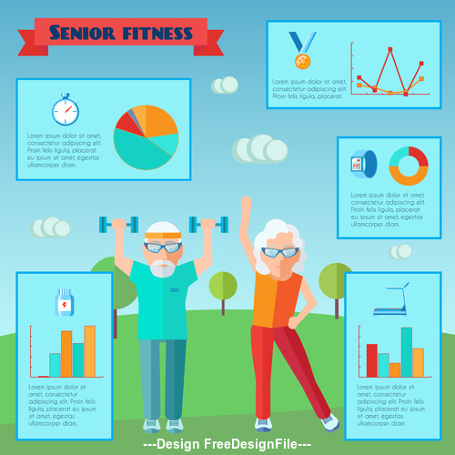 Senior fitness Infographics vector