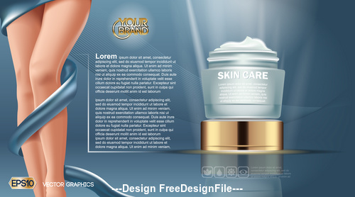 Skin care cosmetic ads template vector
