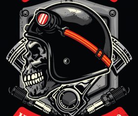 Skull of vintage racer vector