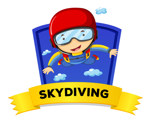 Sky diving cartoon illustration vector
