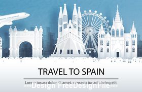 Spain city landscape and travel paper design