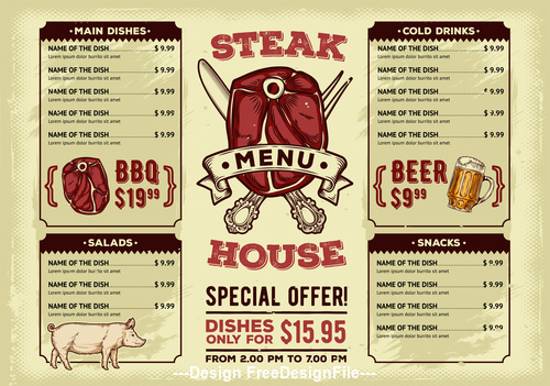 Special offer BBQ menu template vector