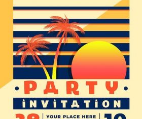 Summer Party Invitation flyer psd template