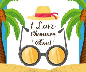 Summer beach hat and sunglasses vector