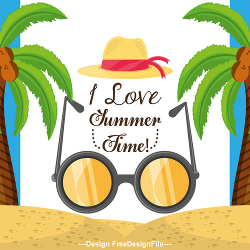 Summer beach hat and sunglasses vector