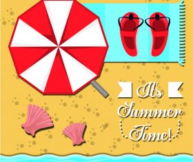 Summer beach umbrellas and slippers vector
