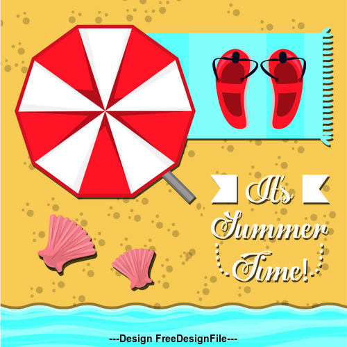 Summer beach umbrellas and slippers vector