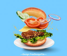 Summer burger advertisement vector