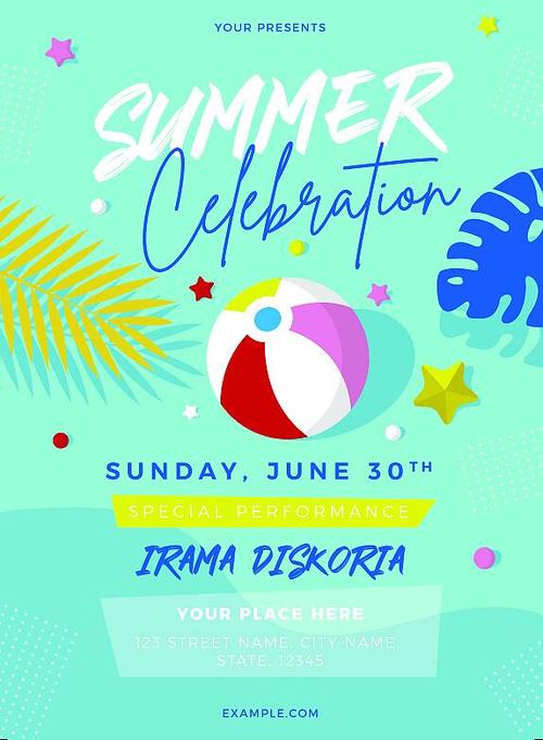 Summer celebration flyer psd template