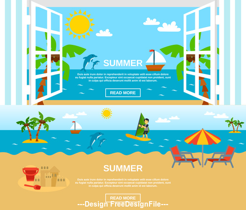 Summer sea beach vacation cartoon vector