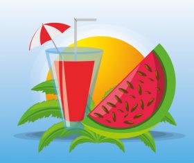 Summer watermelon and juice vector