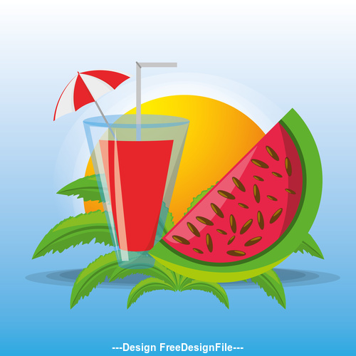 Summer watermelon and juice vector