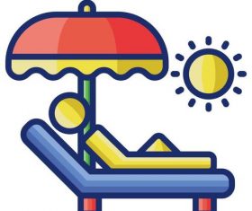 Sun tanning cartoon vector